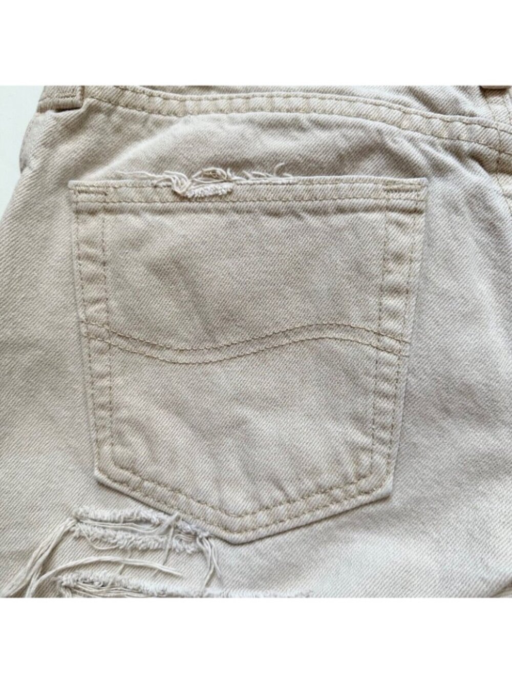 Vintage Lee Cutoff Jean Shorts Size 30 Tan Denim Distressed 9.5 Rise - Picture 8 of 11